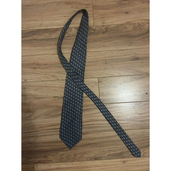 Christians Closet Mens Tie 100% Silk Tie Religious Jesus Fish Symbol Blue 58X4 - Picture 1 of 4